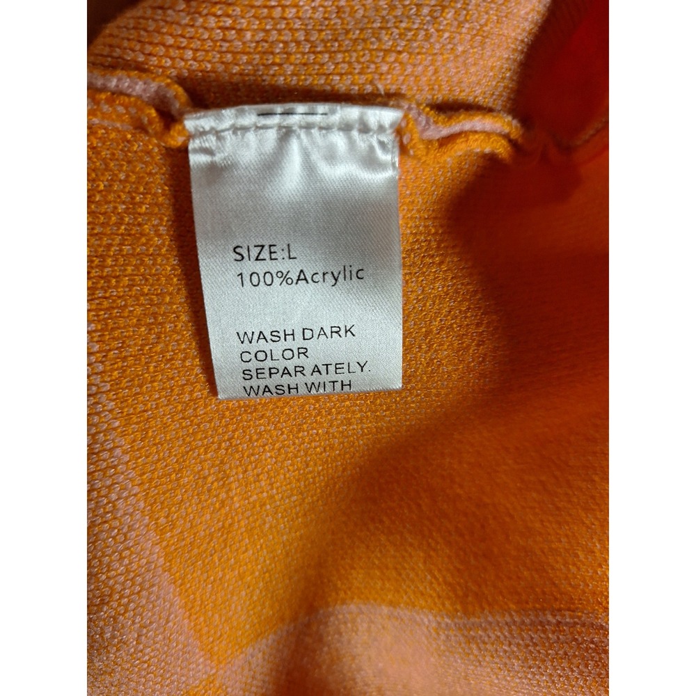 Orange Pink Checkered Knit Bodycon Midi Dress Womens Large Spaghetti Strap Retro - Picture 4 of 4